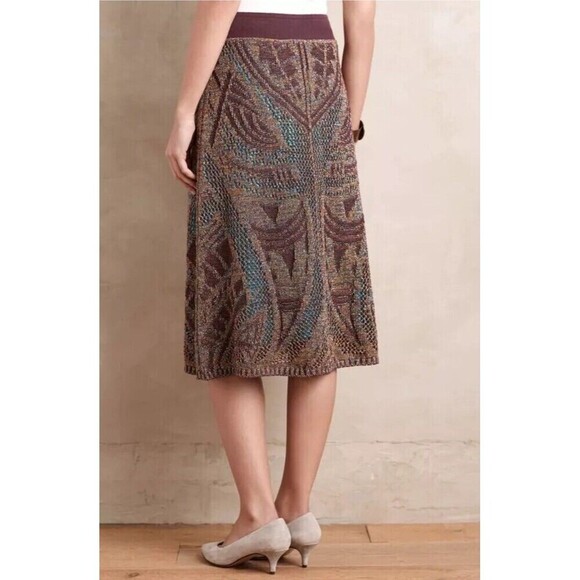 CECILLIA PRADO Anthropologie Lumi Midi Sweater Skirt Medium Petite NEW Metallic - Picture 6 of 15